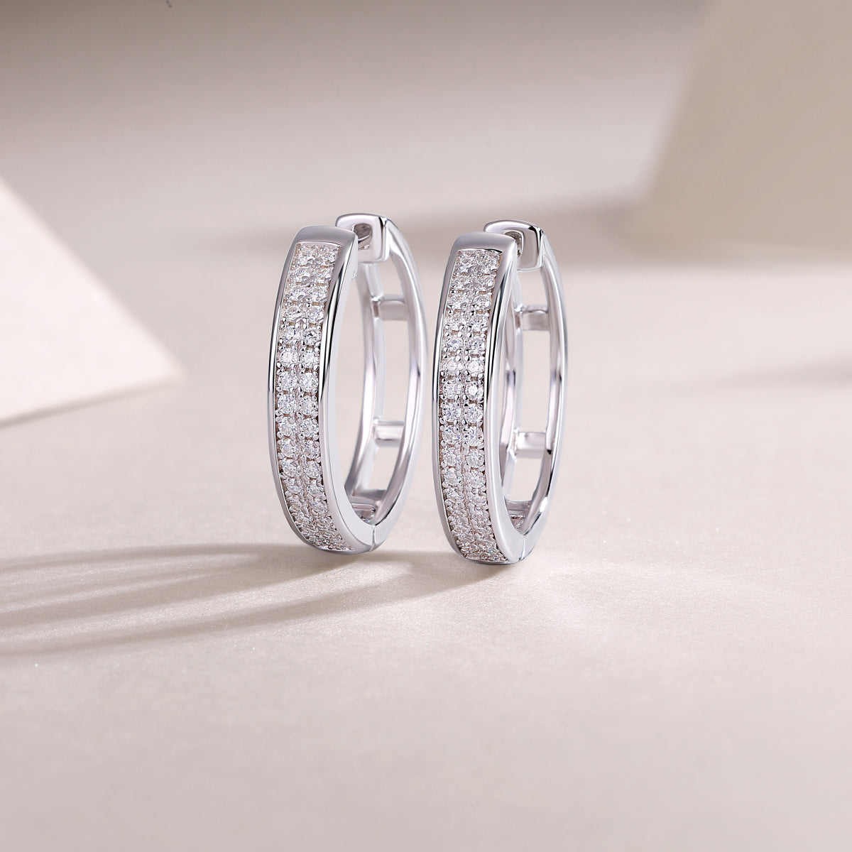 Luminous Pavé Moissanite Hoops