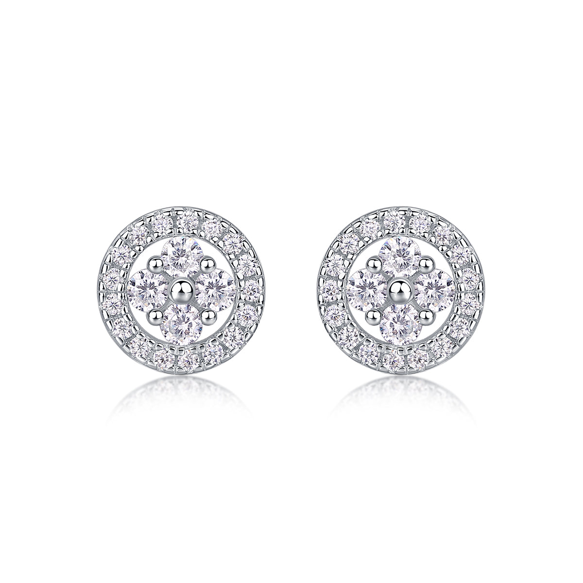 Silver Osmanthus Moissanite Studs