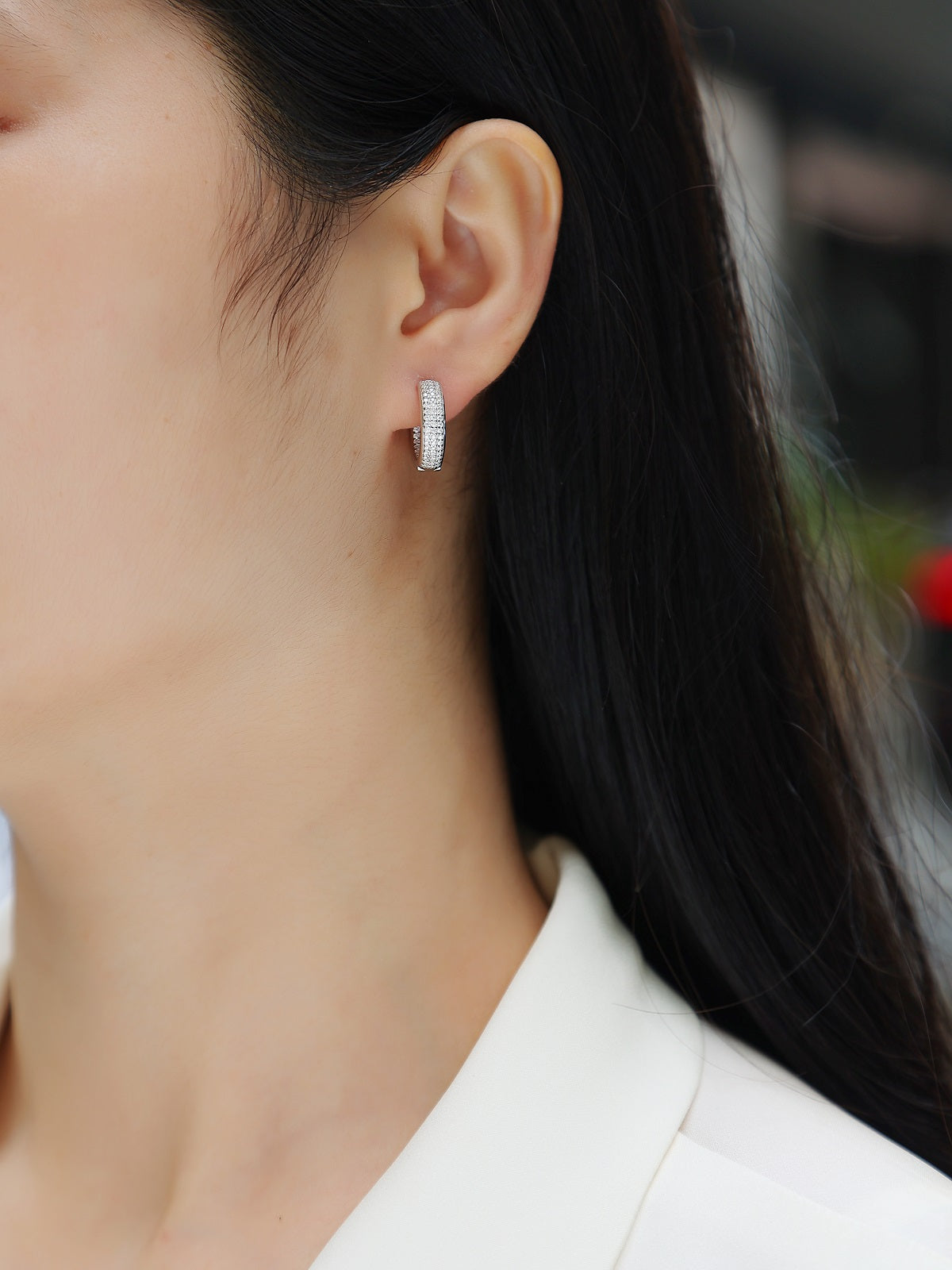 Radiance Band Moissanite Huggie Hoops