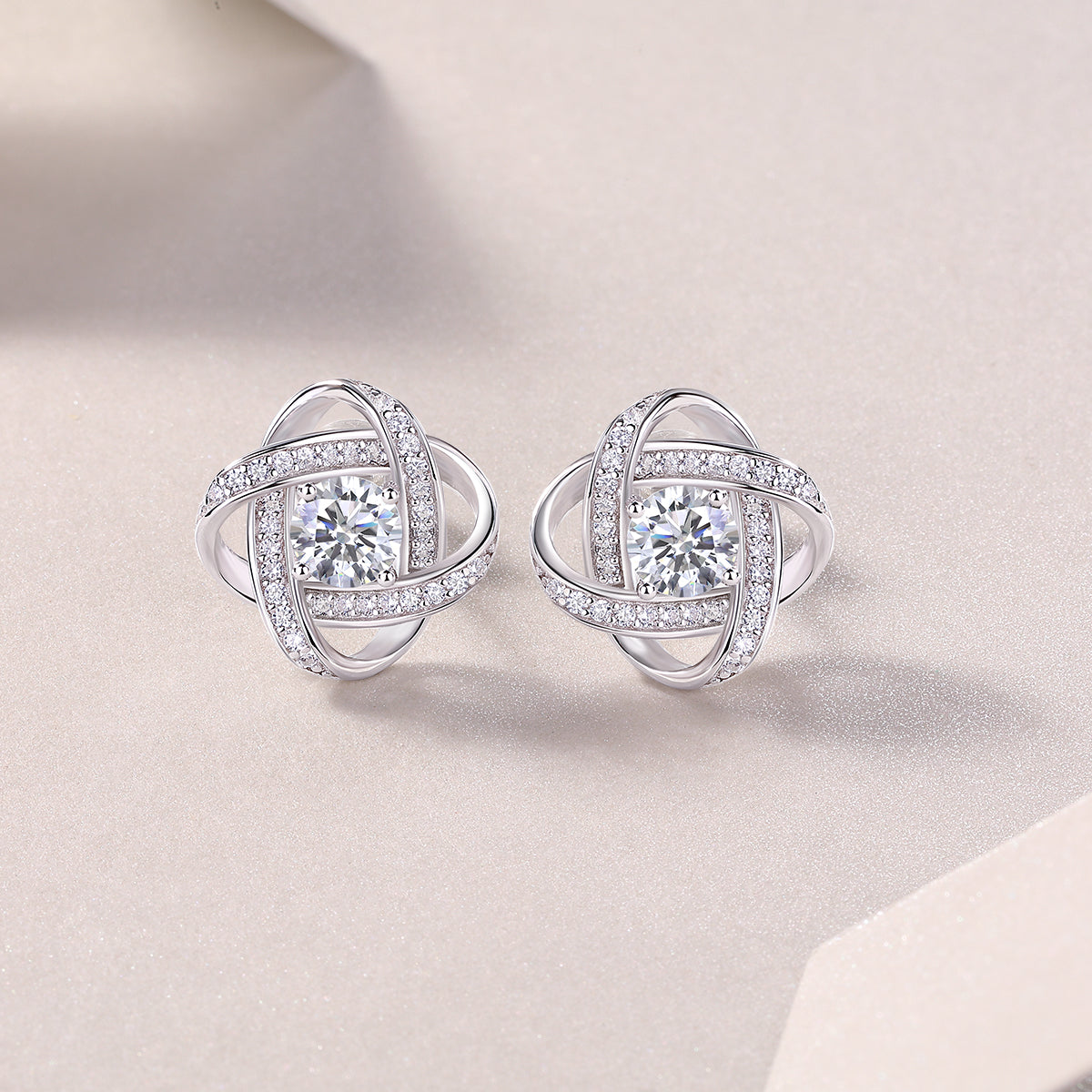 Infinite Weave Moissanite Studs