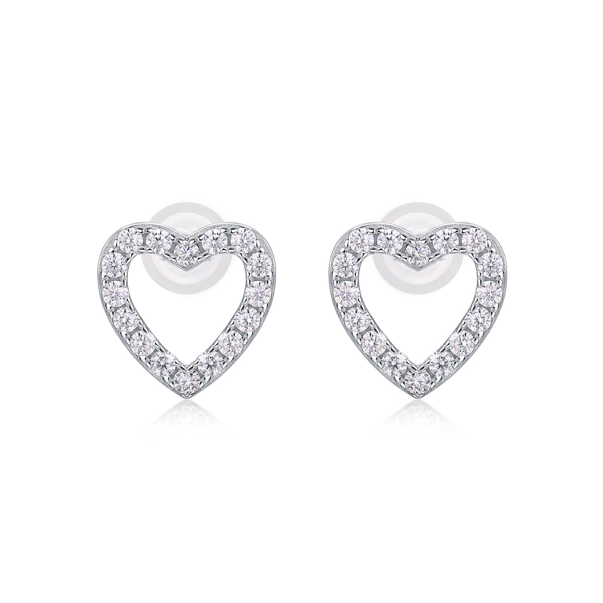 Everlove Pavé Heart Moissanite Studs