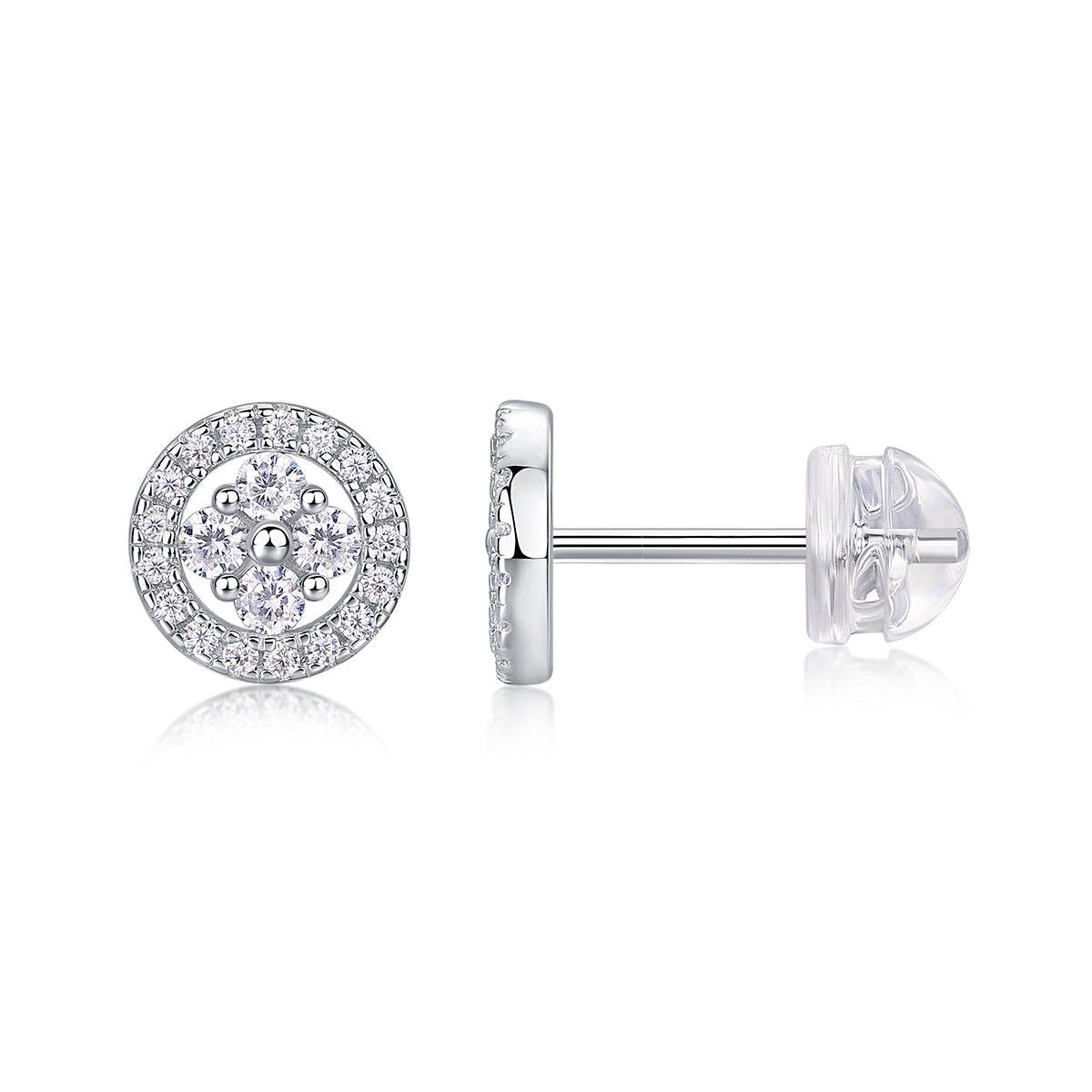 Silver Osmanthus Moissanite Studs
