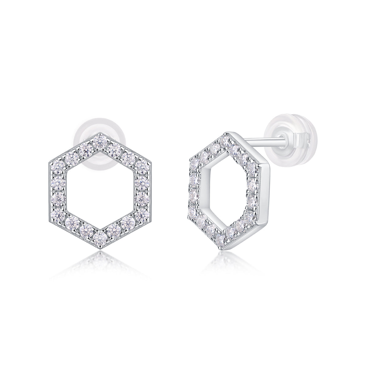 Pavé Hexania Moissanite Studs