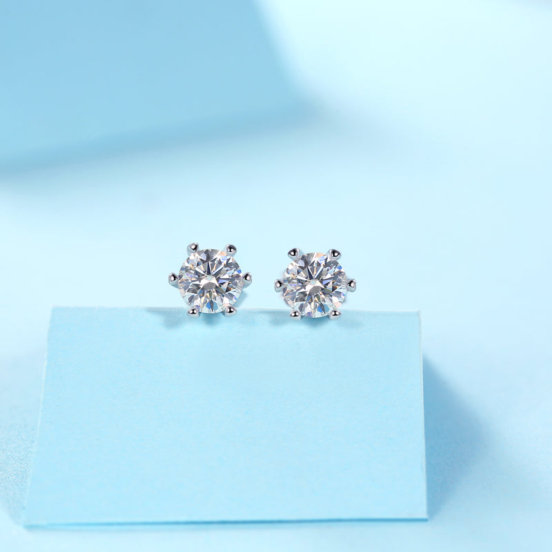 Classic Six-Prong Moissanite Studs