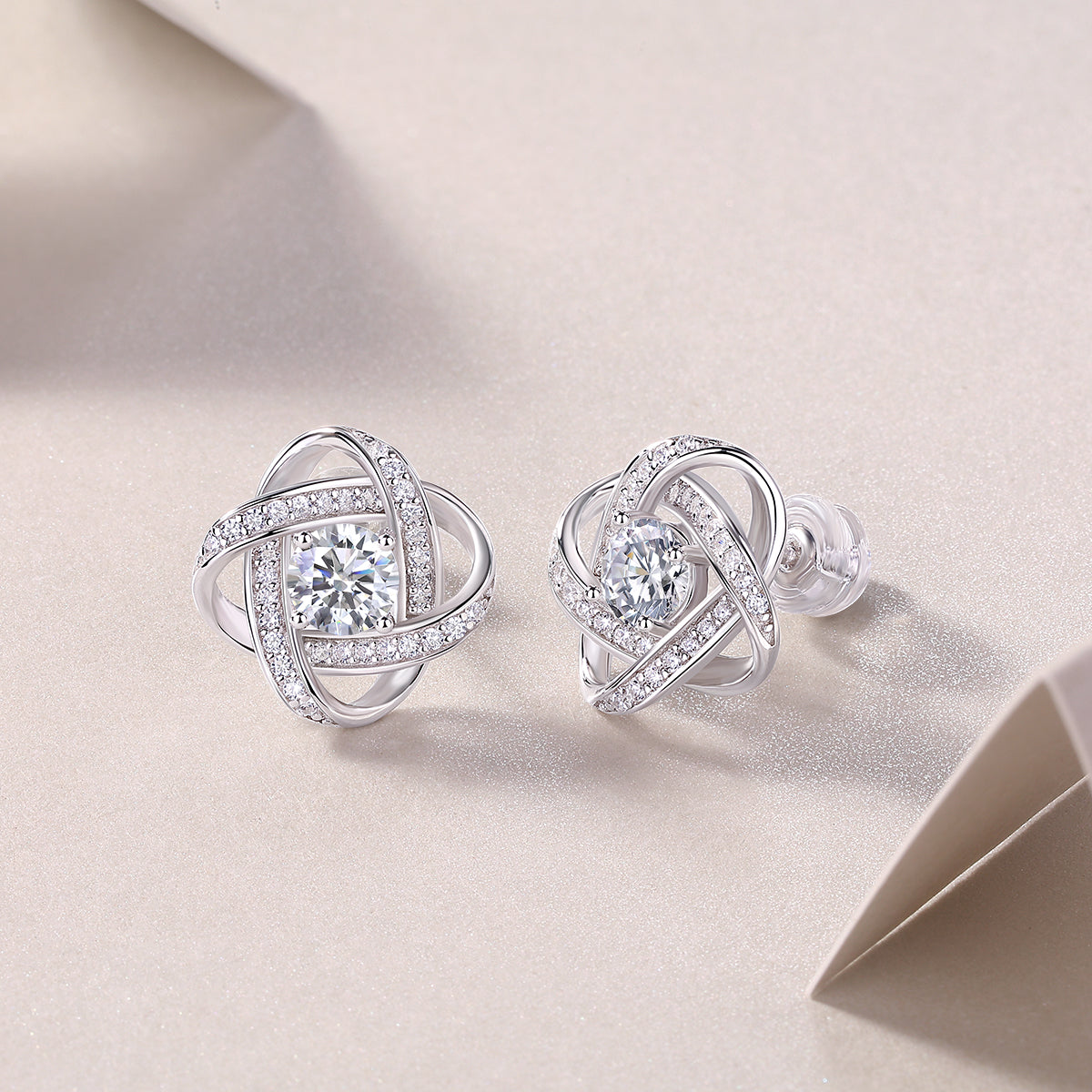 Infinite Weave Moissanite Studs