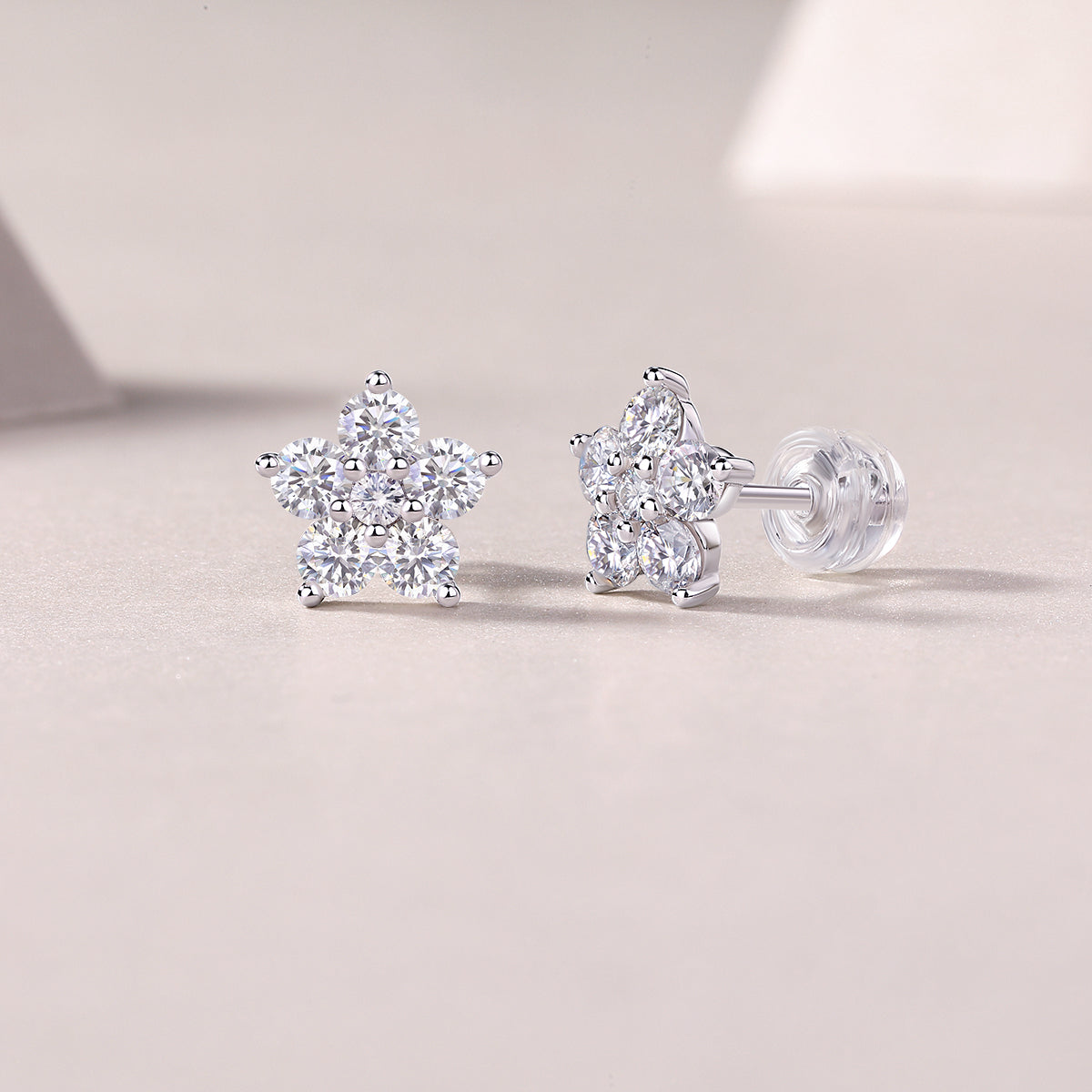Fivefold Moissanite Studs