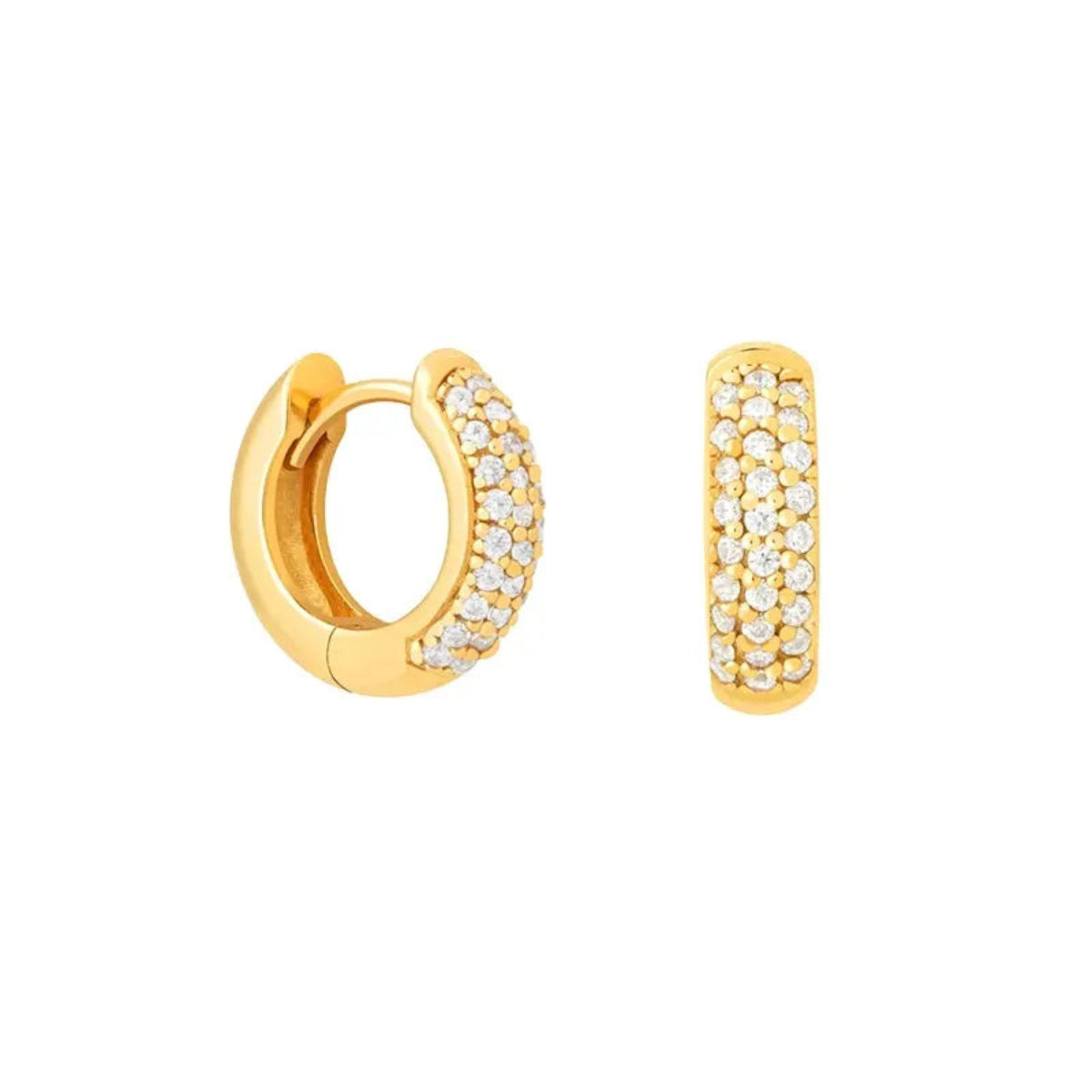 925 Sterling Silver Hoop Huggie Dimond Earring in Gold Plated