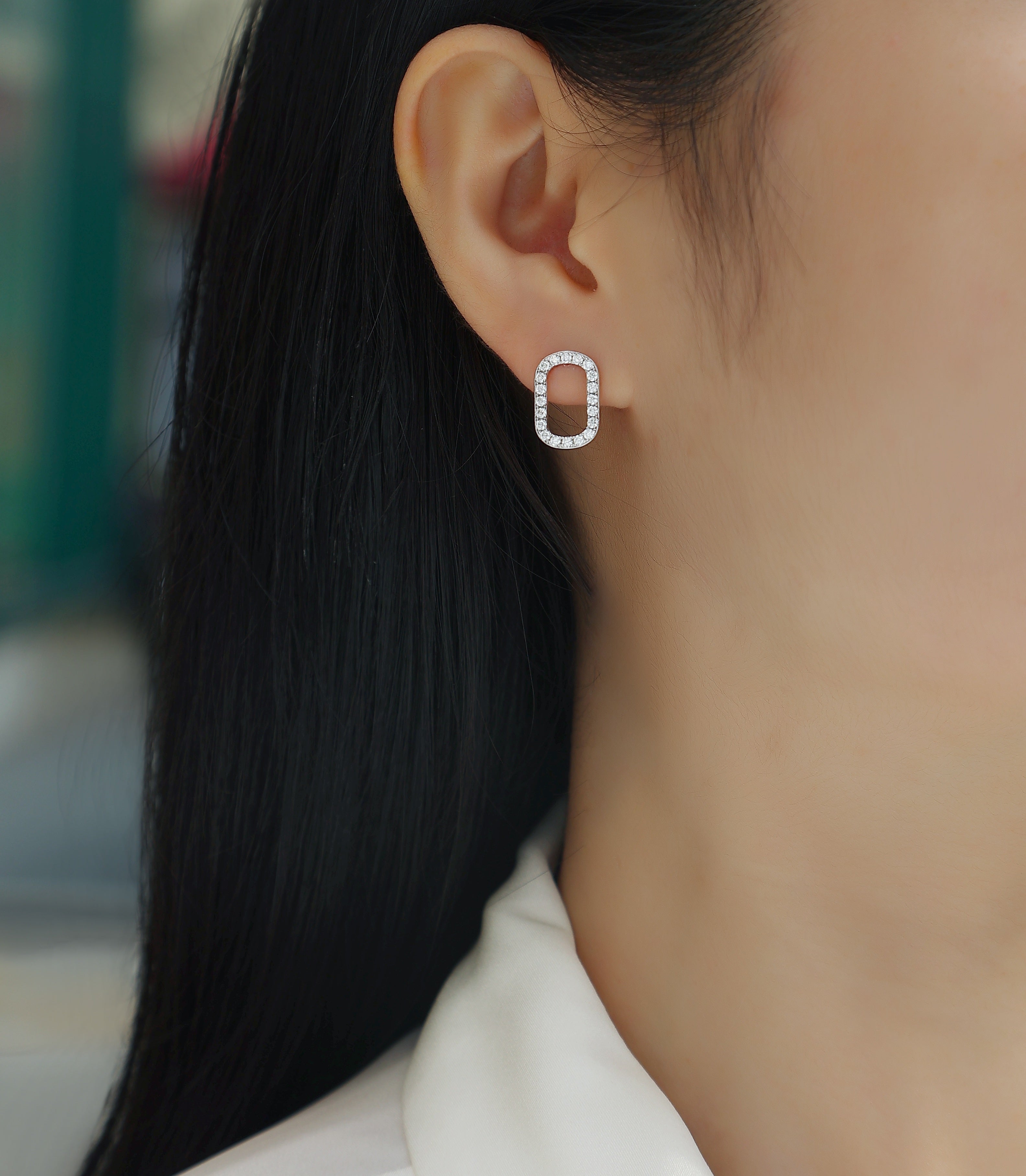 Elongated Oval Moissanite Studs