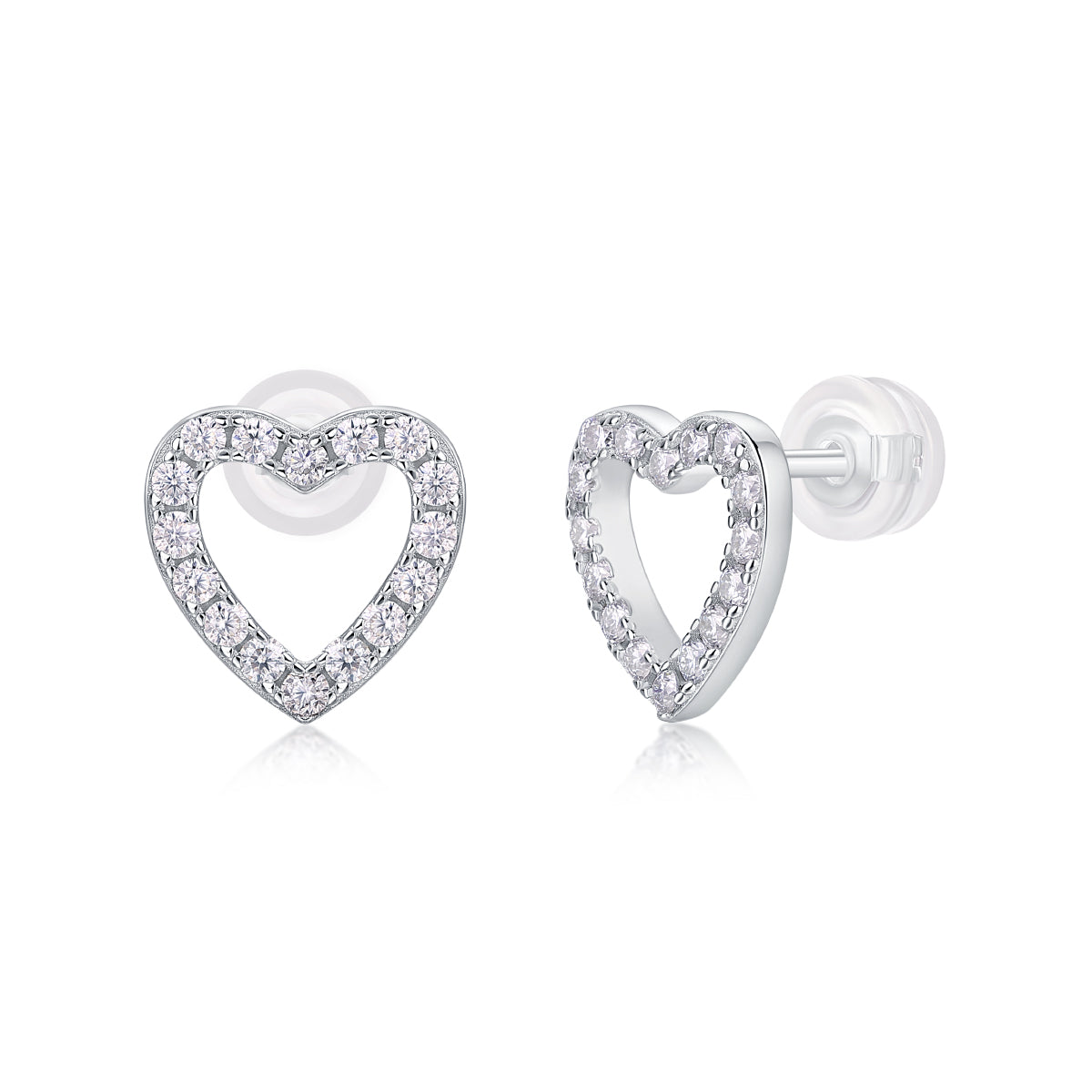 Everlove Pavé Heart Moissanite Studs