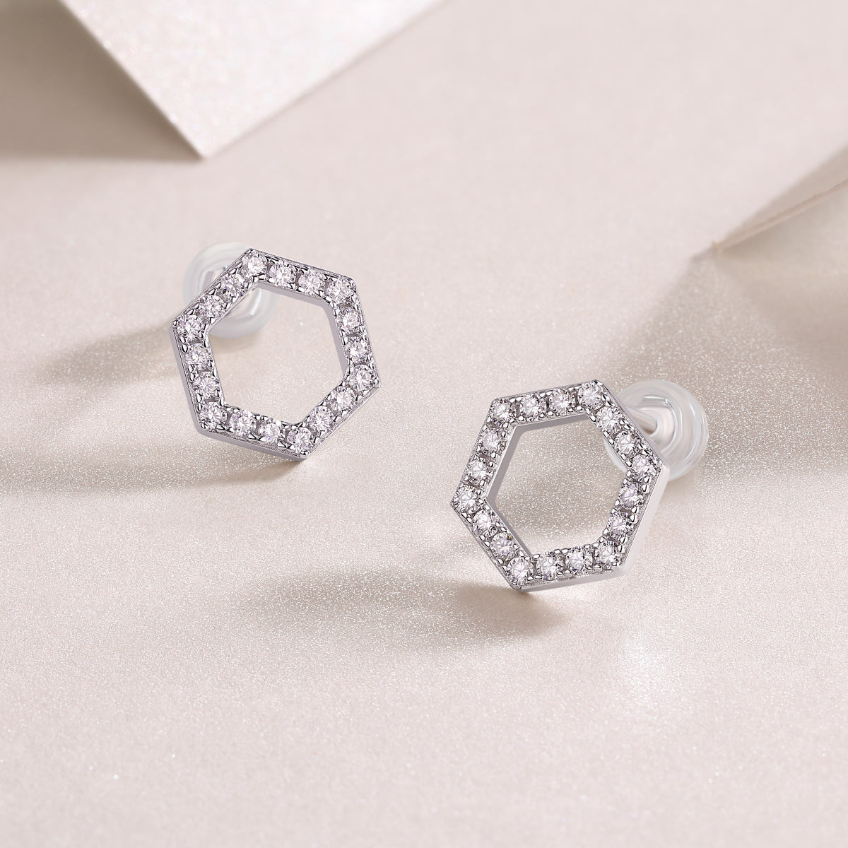 Pavé Hexania Moissanite Studs