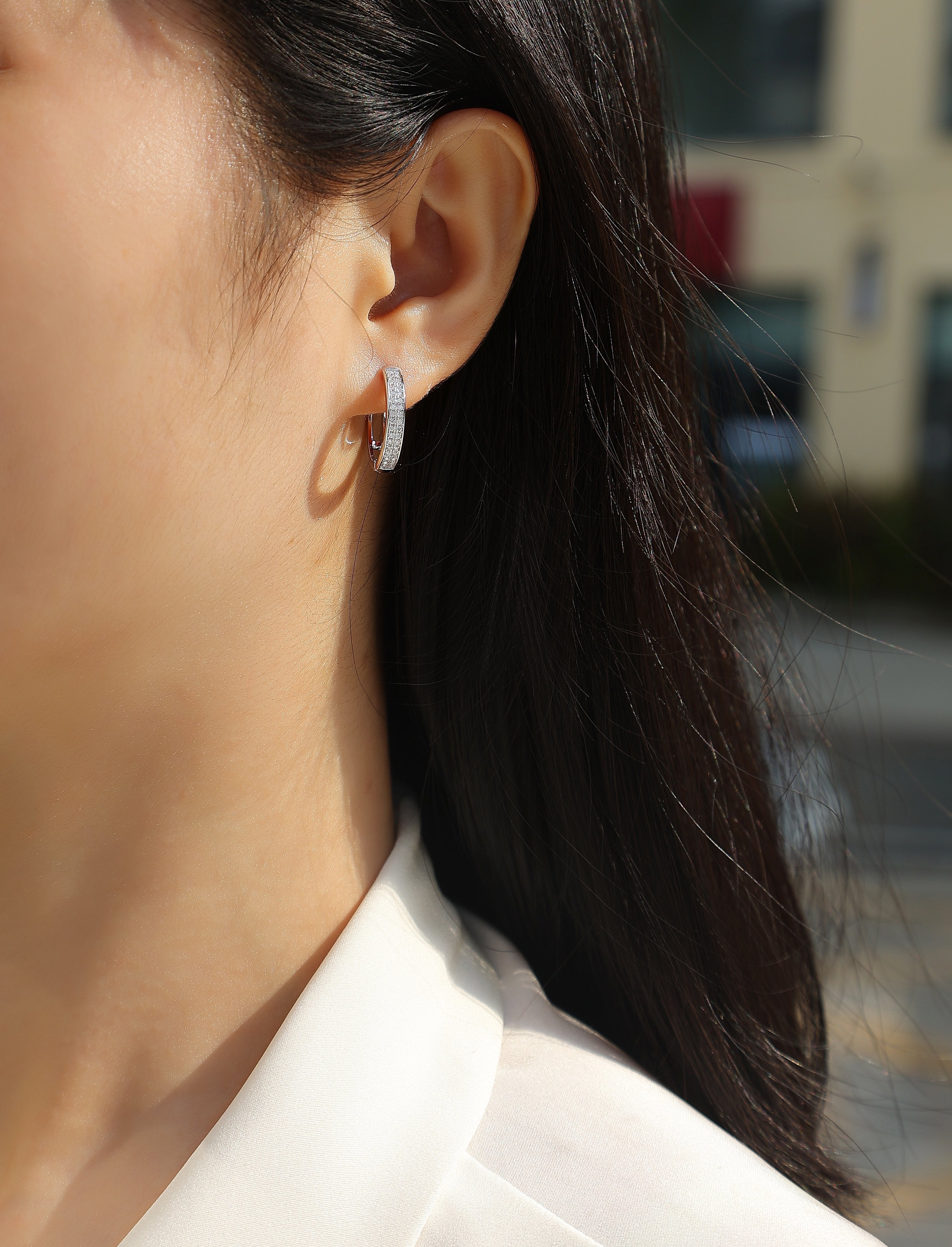 Luminous Pavé Moissanite Hoops