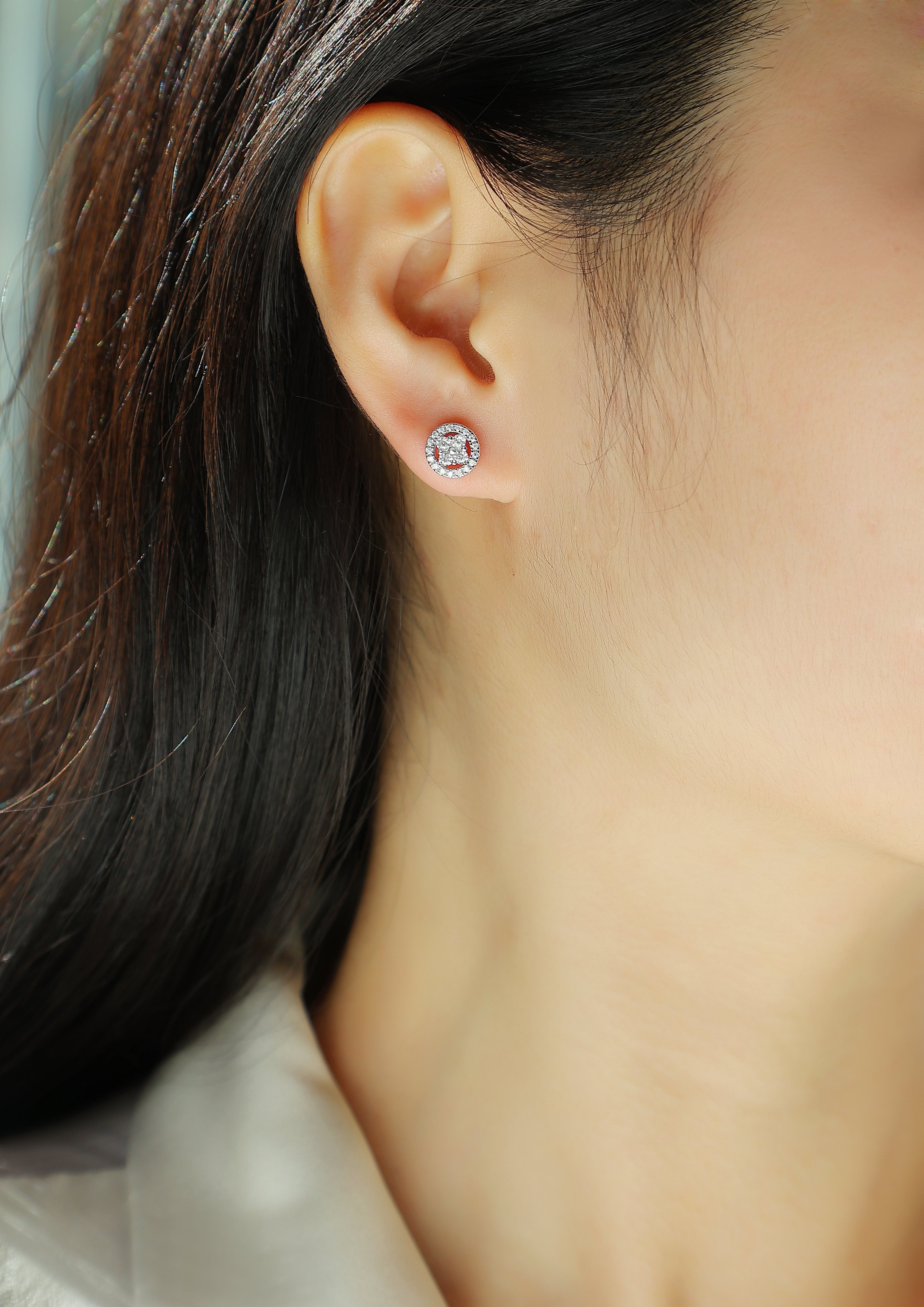 Silver Osmanthus Moissanite Studs