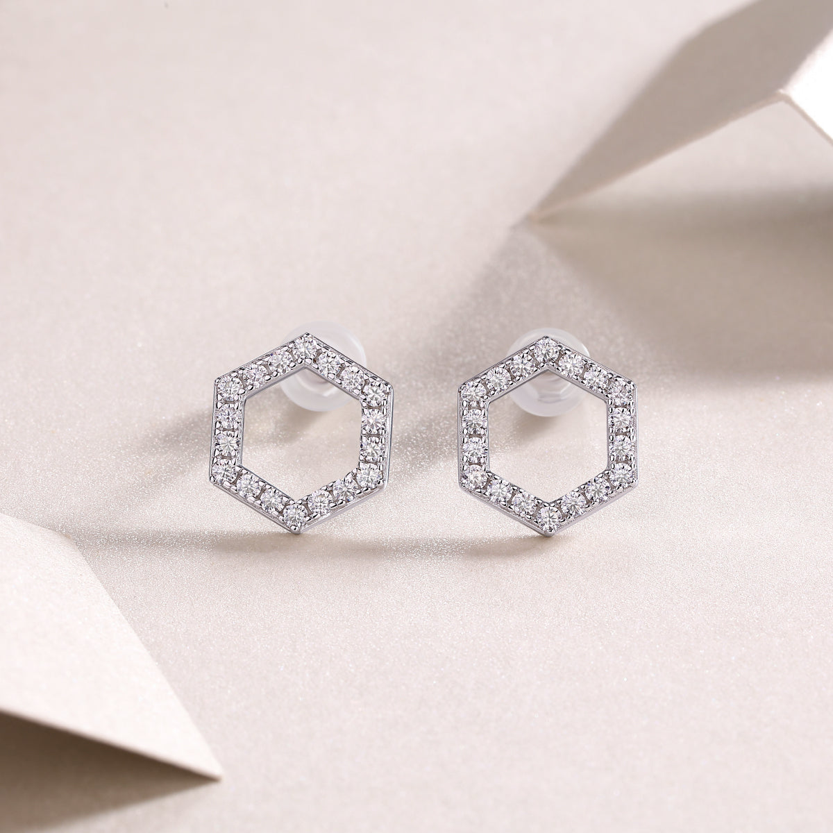 Pavé Hexania Moissanite Studs