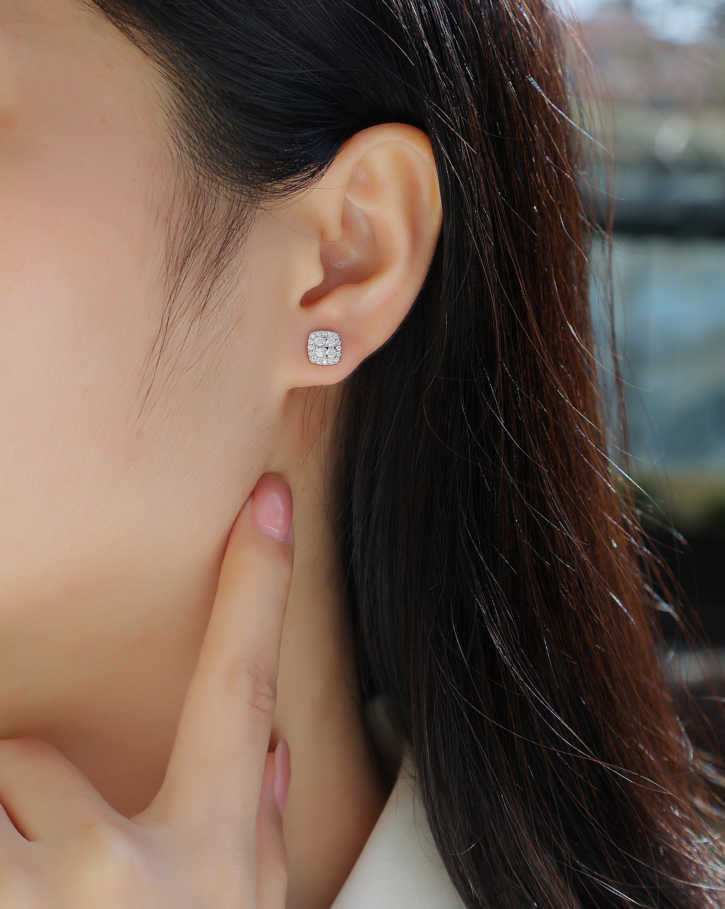 Aura Cushion Moissanite Studs