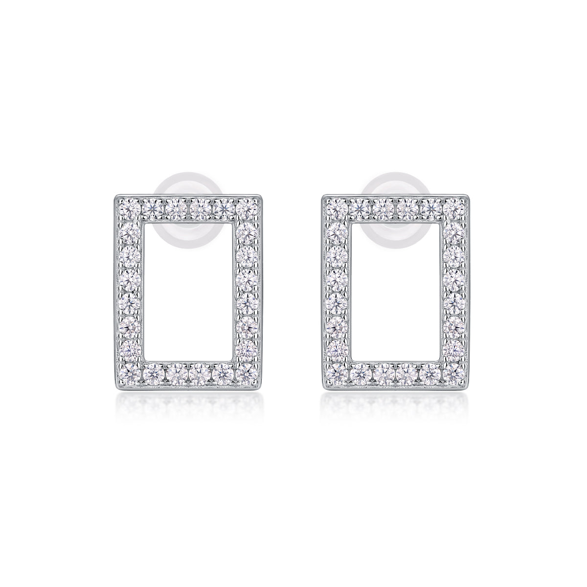 Open Rectangle Pavé Moissanite Studs