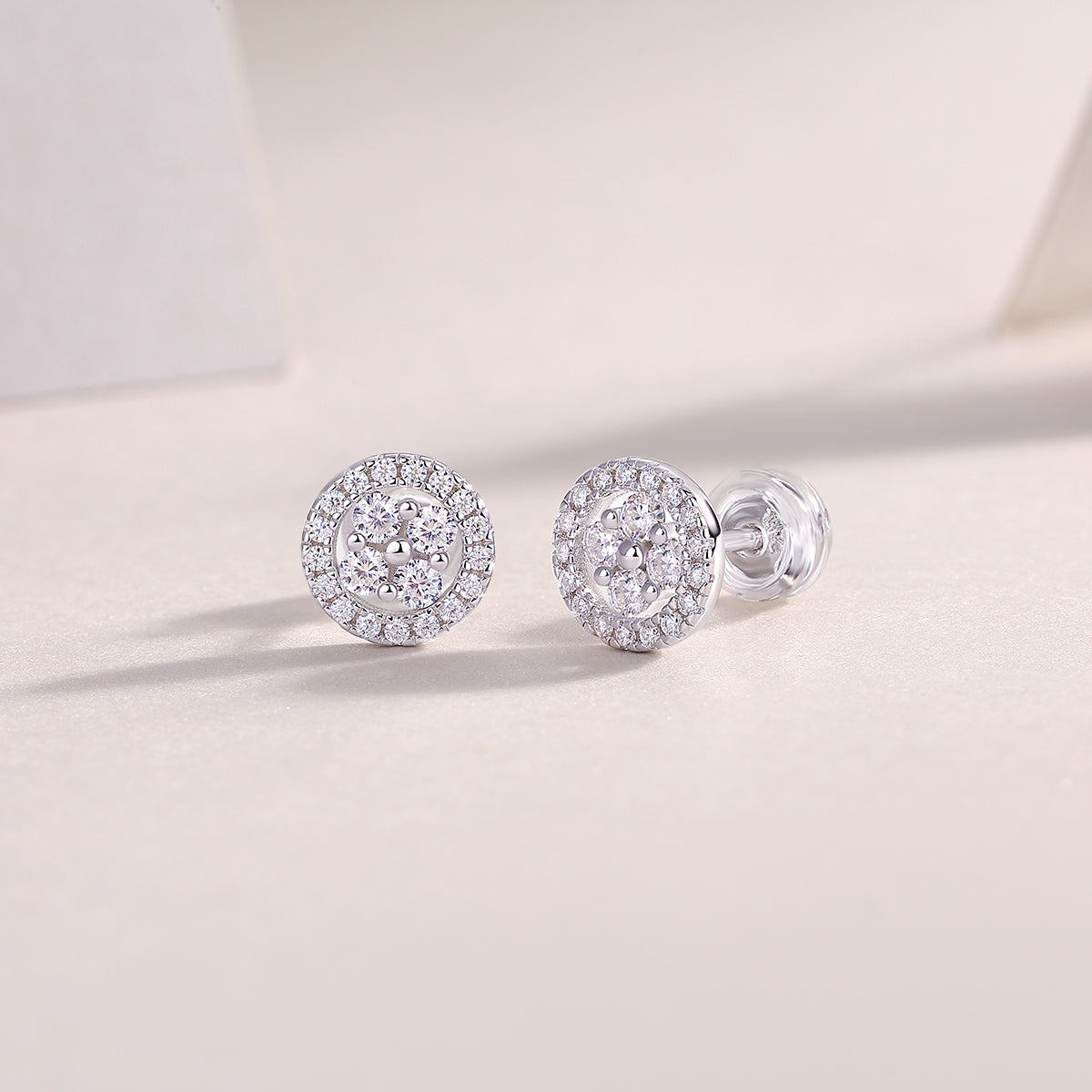 Silver Osmanthus Moissanite Studs