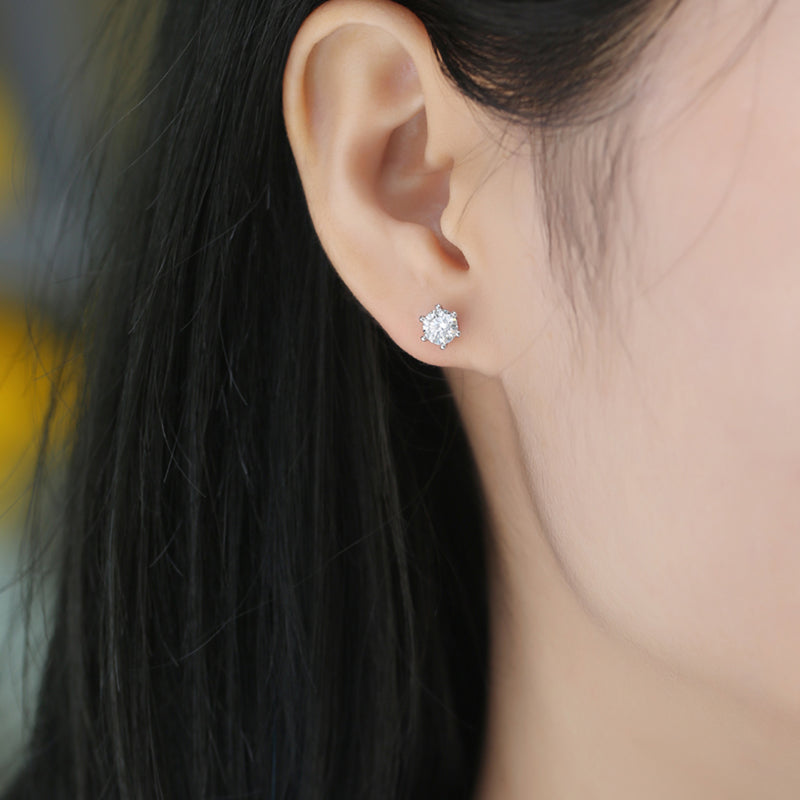 Classic Six-Prong Moissanite Studs