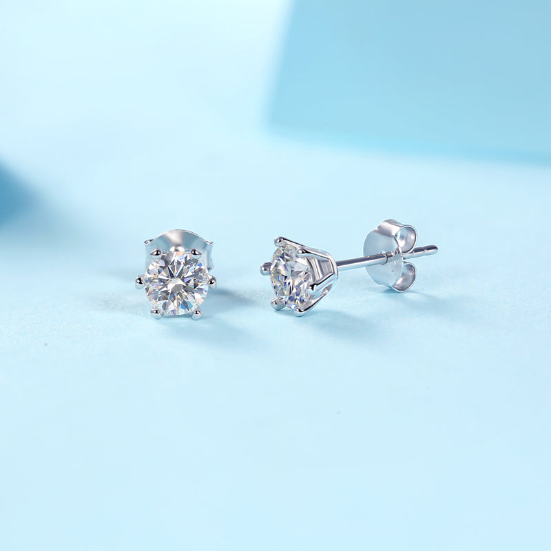 Classic Six-Prong Moissanite Studs