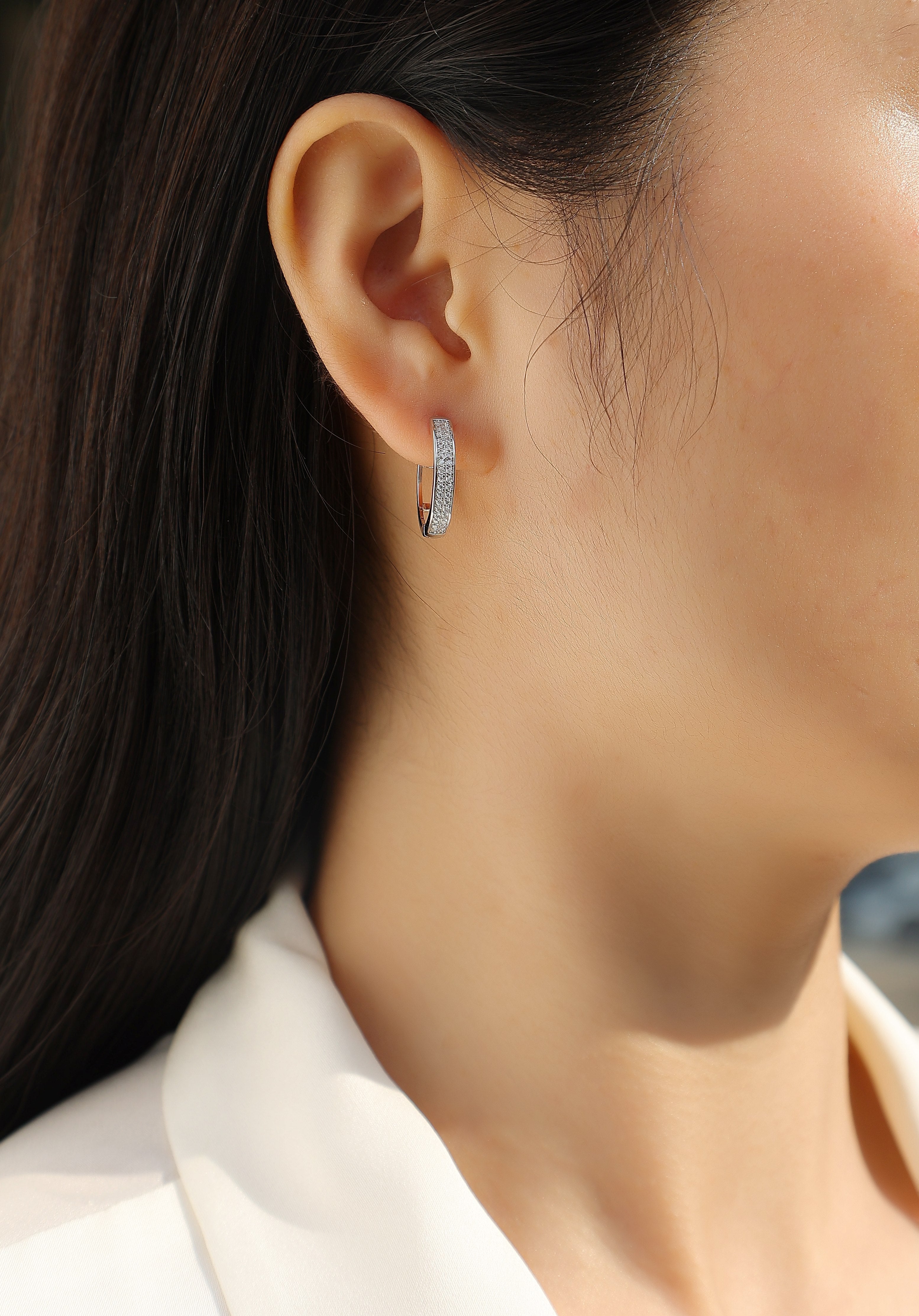 Luminous Pavé Moissanite Hoops