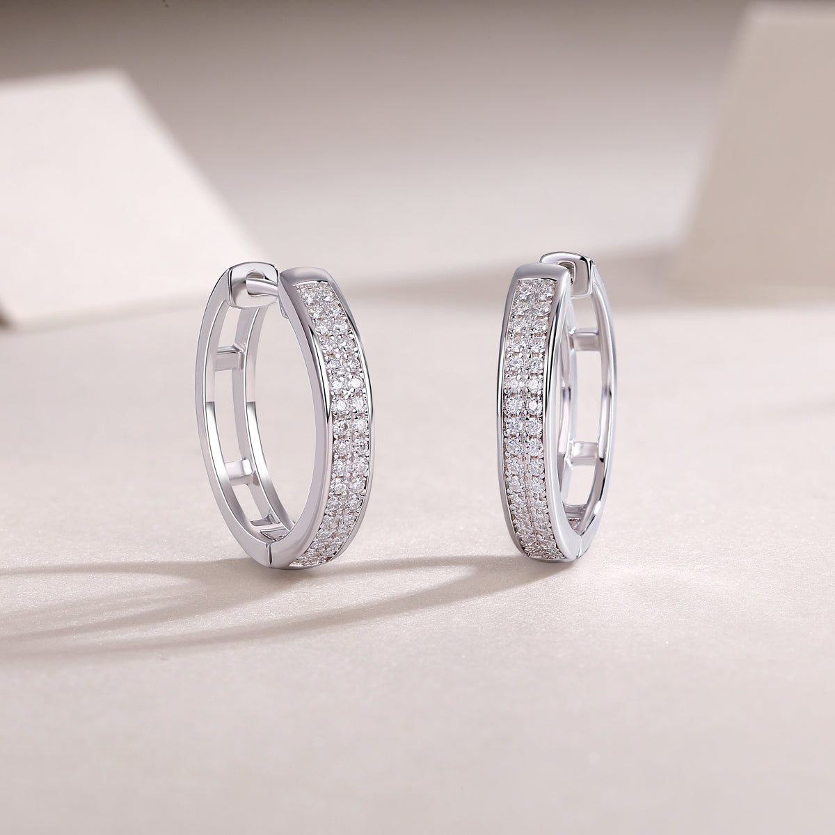 Luminous Pavé Moissanite Hoops